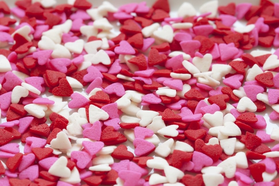 white red and pink hearts shaped candies preview