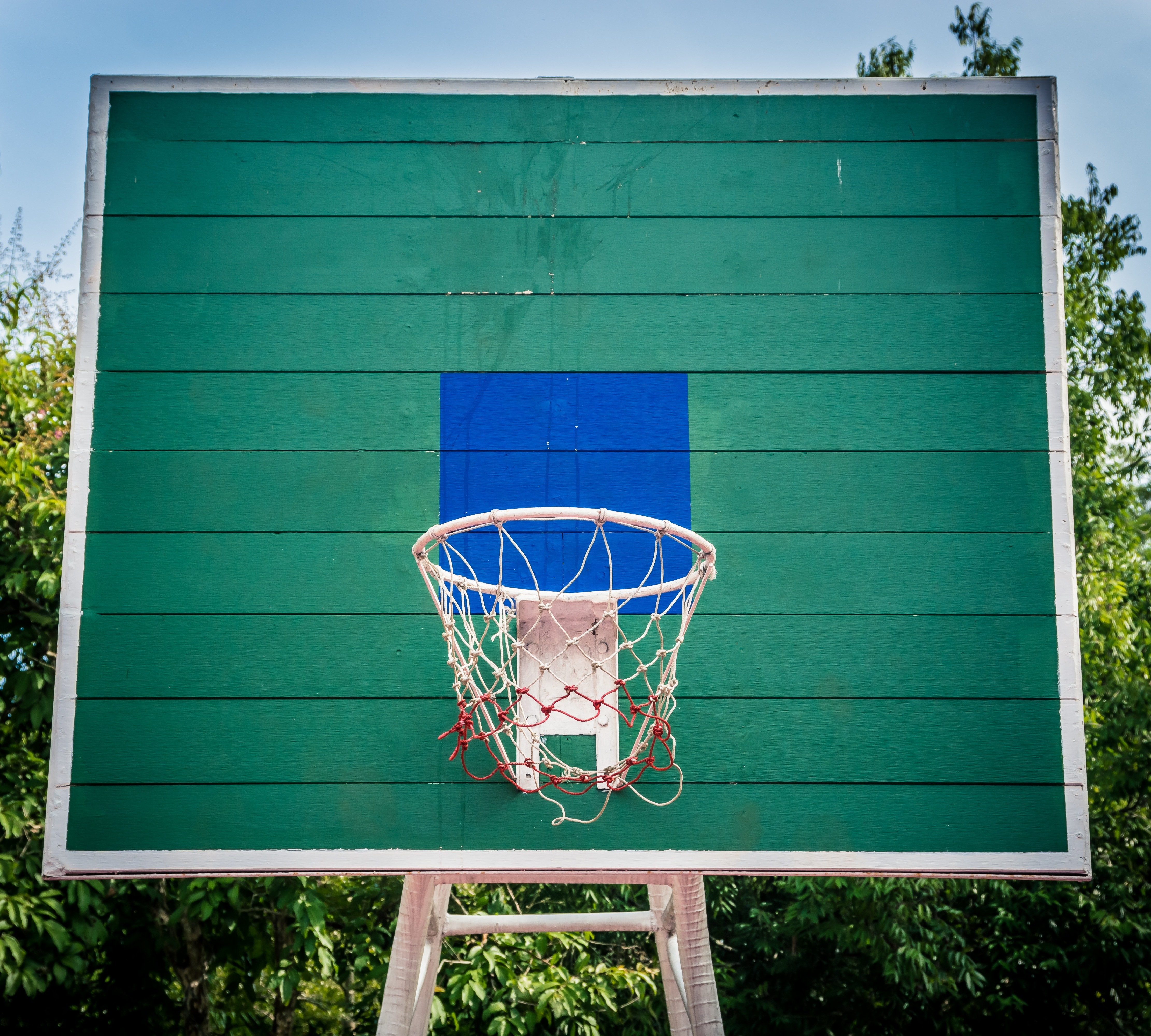 white green and blue basketball system