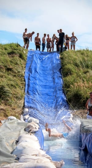 Water Slide, Slope, Fun, Eigenbau, Slip, large group of people, adult thumbnail