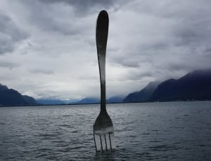 stainless steel pork stan in large body of water during cloudy weather thumbnail