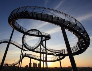 black steel roller coaster ride thumbnail