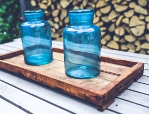 Tray, Wood, Big, Blue, Wooden, Jar, Jars, bottle, blue thumbnail