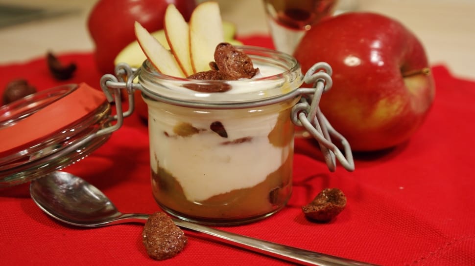 apple slice with chocolate cereal cream preview