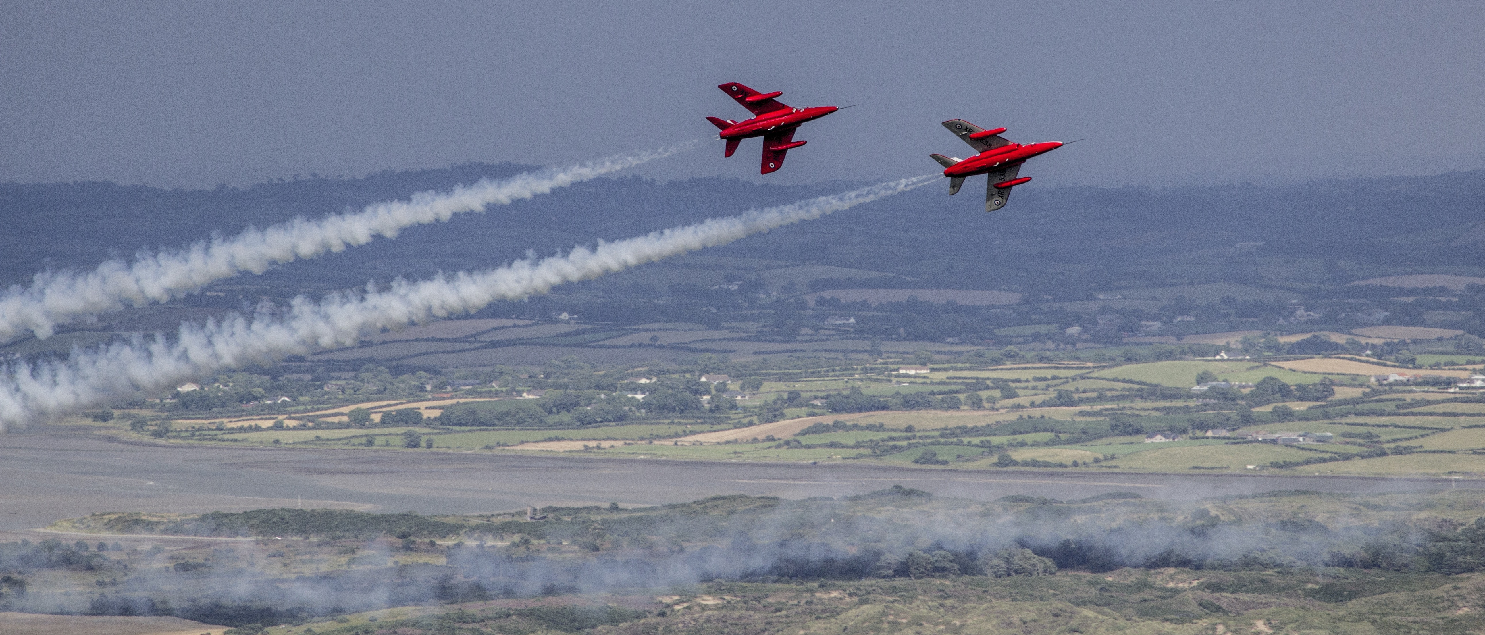 2 red jet fighters