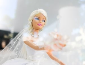 close capture of barbie in her wedding dress thumbnail