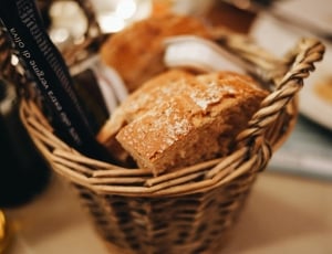 brown wicker basket with loaf bread thumbnail