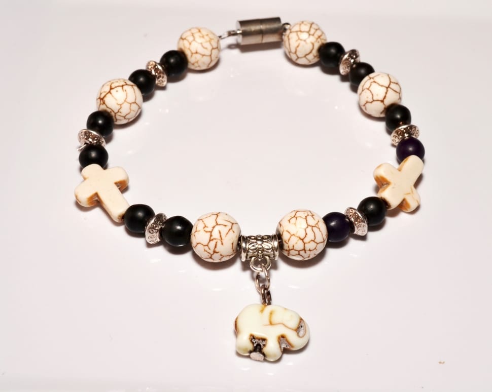 beige and black beaded bracelet preview