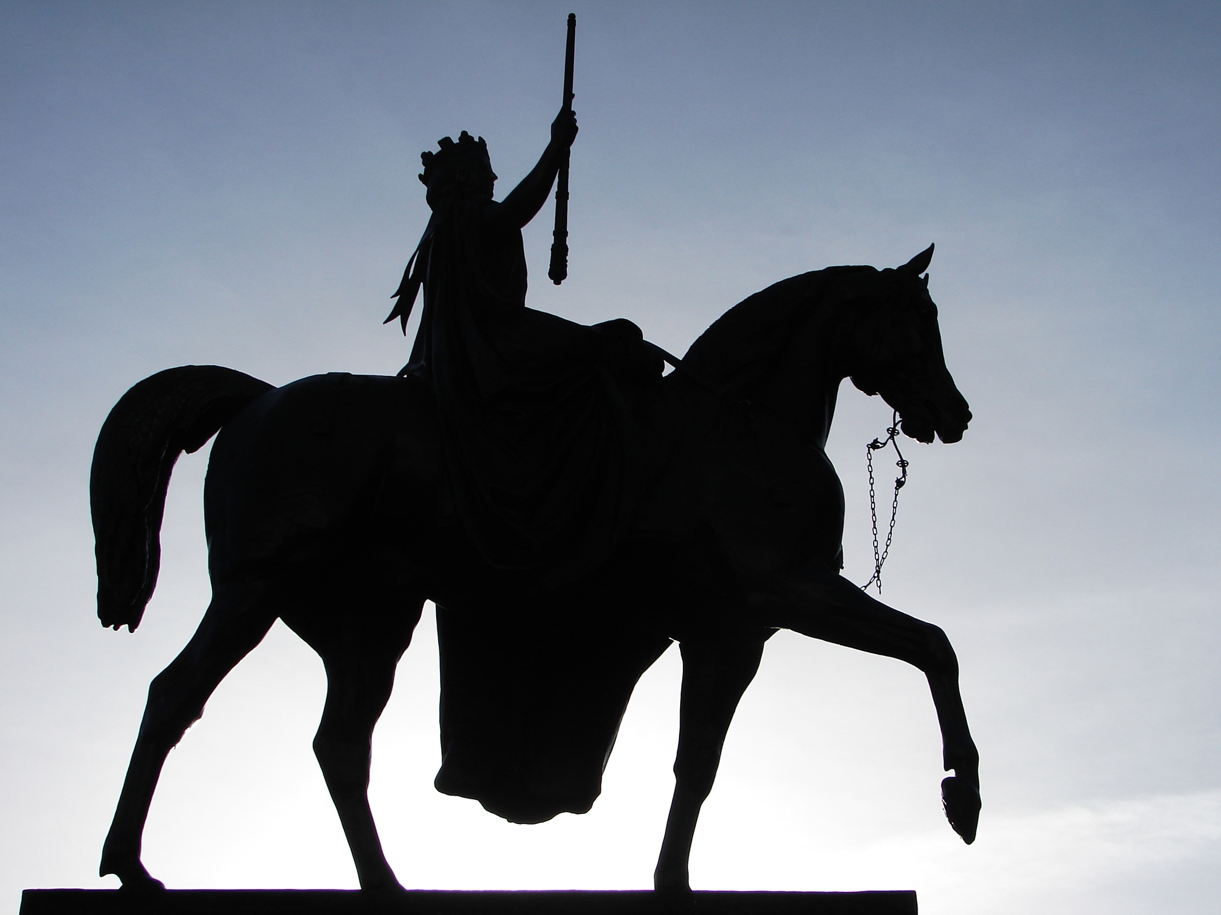 silhouette of man and horse