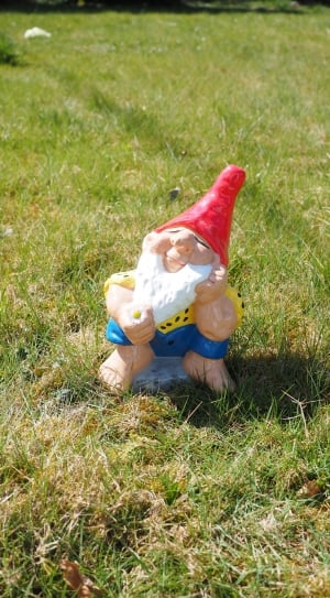 Dwarf, Garden Gnome, Satisfied, Blessed, grass, childhood thumbnail