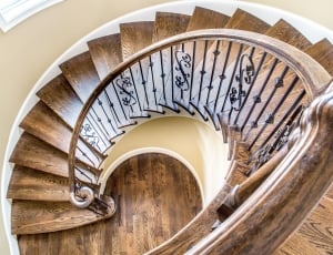 brown wooden spiral stair thumbnail