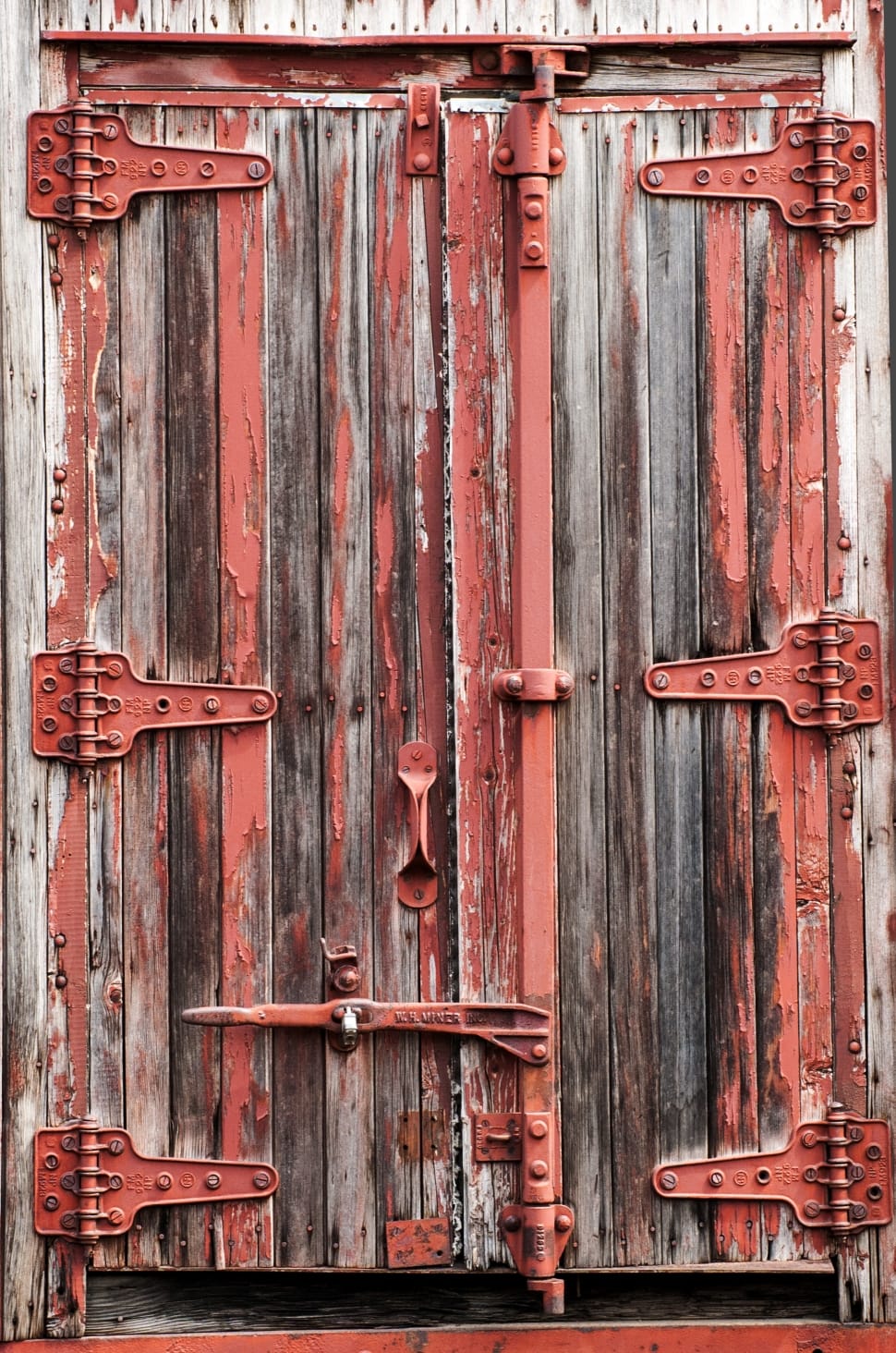 brown wooden with red metal door preview