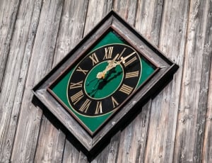 green and black square wall clock thumbnail