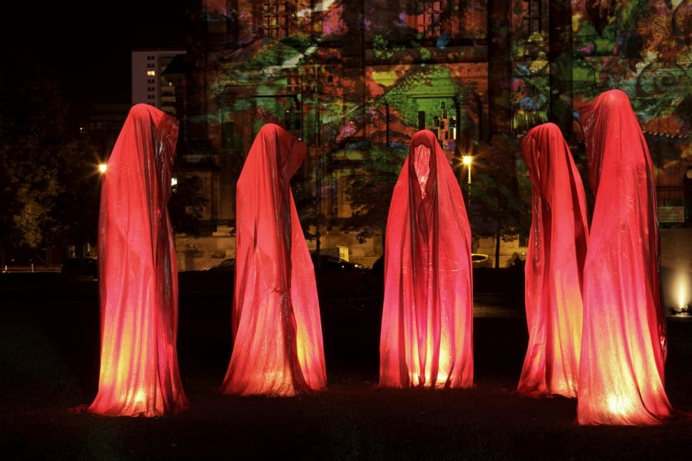 red textile lamp preview
