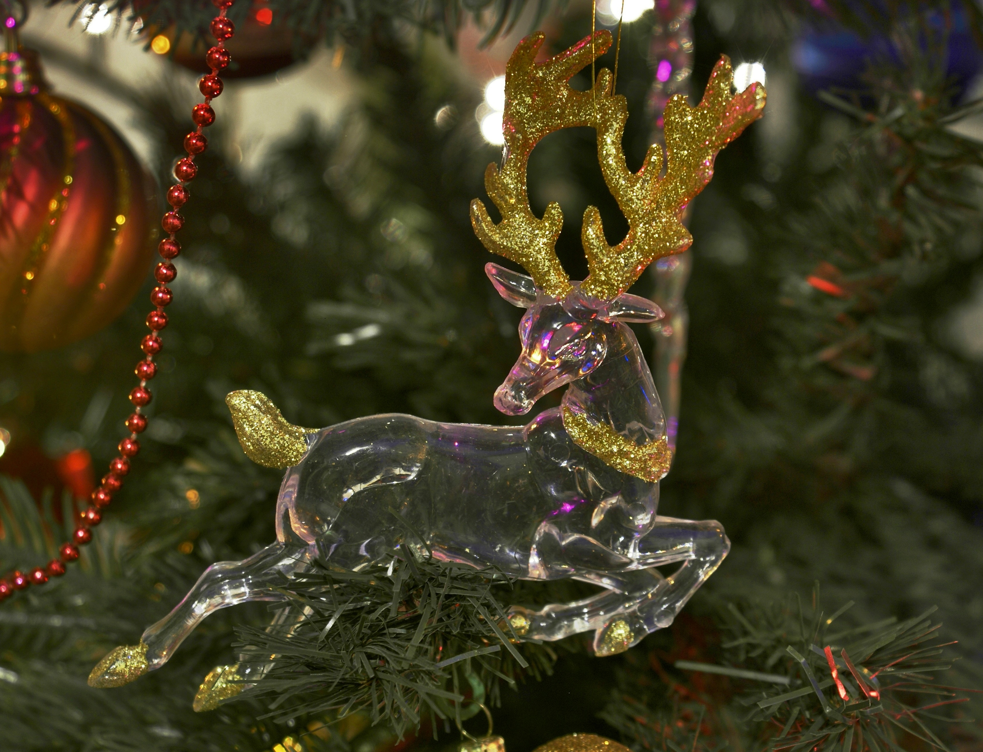 crystal and gold colored deer decoration