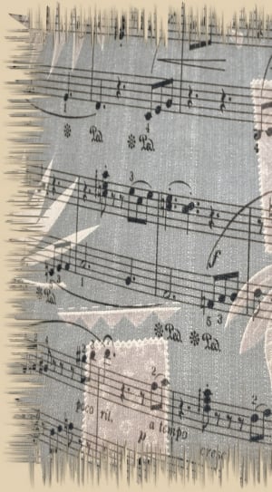 grey and black musical note print textile thumbnail