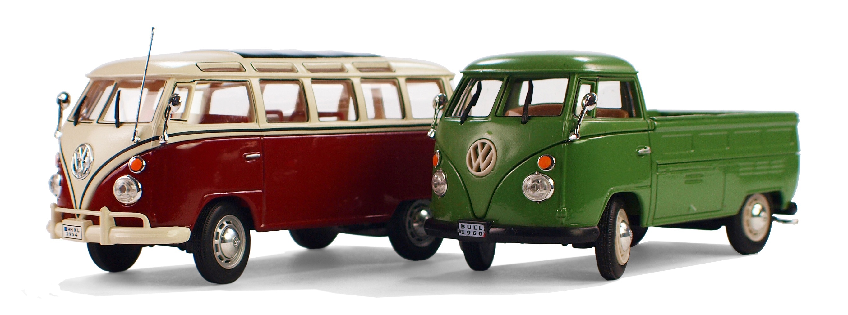 two red, white, and green volkswagen vehicle