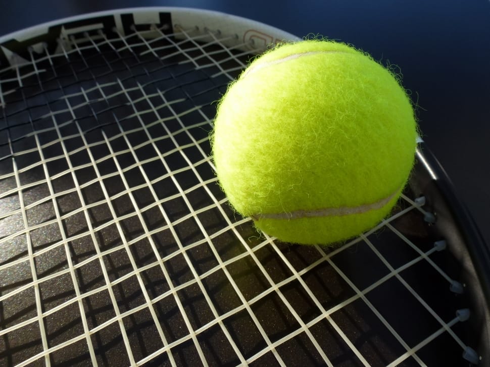 green lawn tennis ball and head lawn tennis racket preview