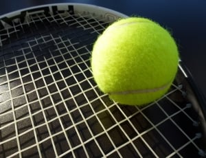 green lawn tennis ball and head lawn tennis racket thumbnail