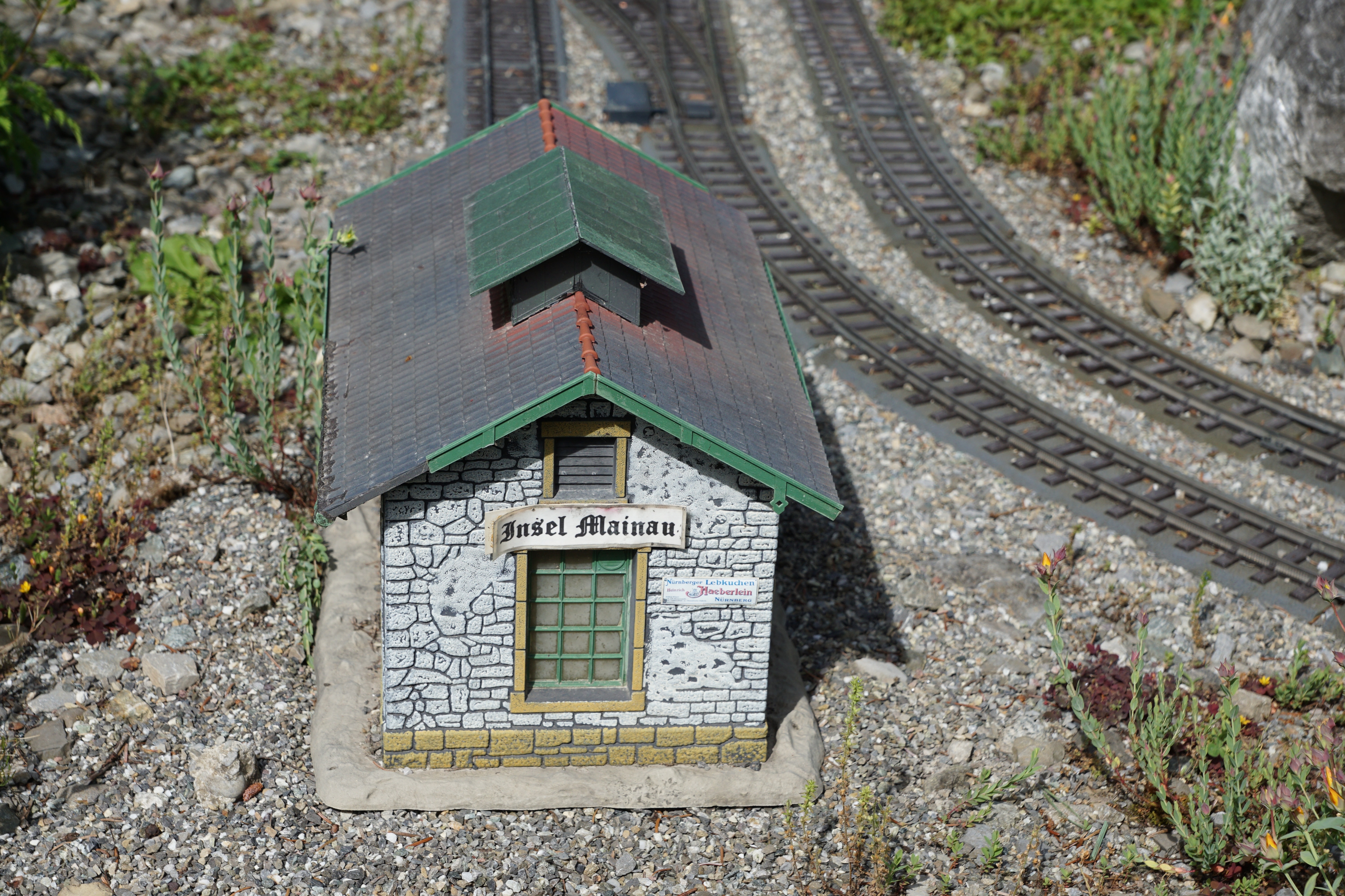 gray and biege house miniature