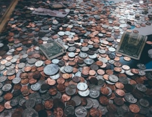 close up view of coins and banknotes thumbnail