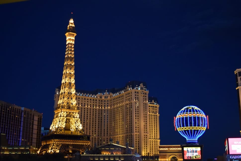 Hotel, Las Vegas, Paris, Night View, illuminated, night preview