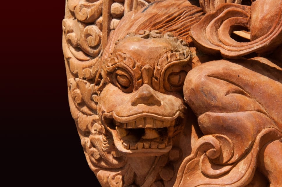 Sculpture, Dragon, Carved, Wood, Lion, ancient, religion preview