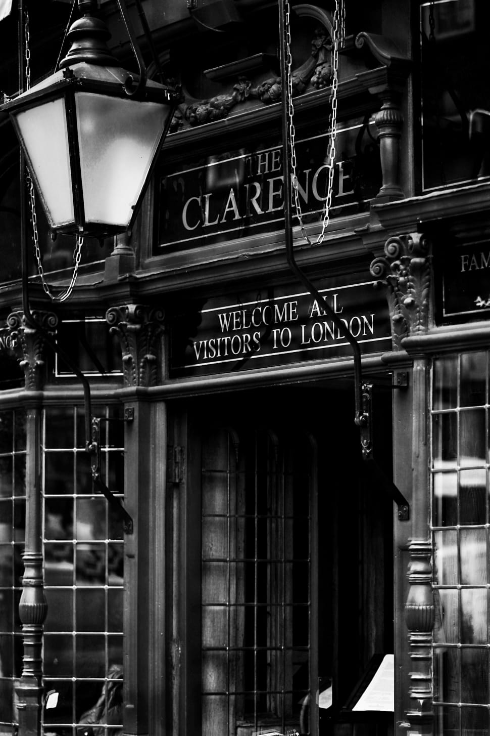 grayscale photo of the clarence shop preview