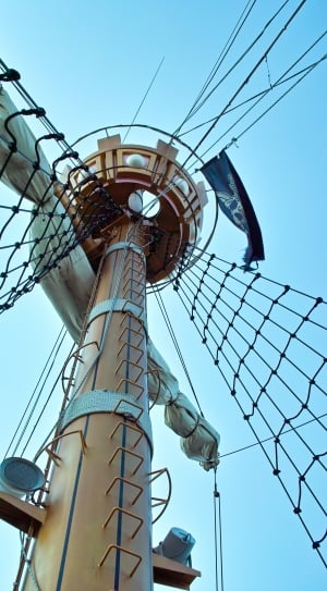Mast, Pirate Ship, Pirate Flag, low angle view, industry thumbnail