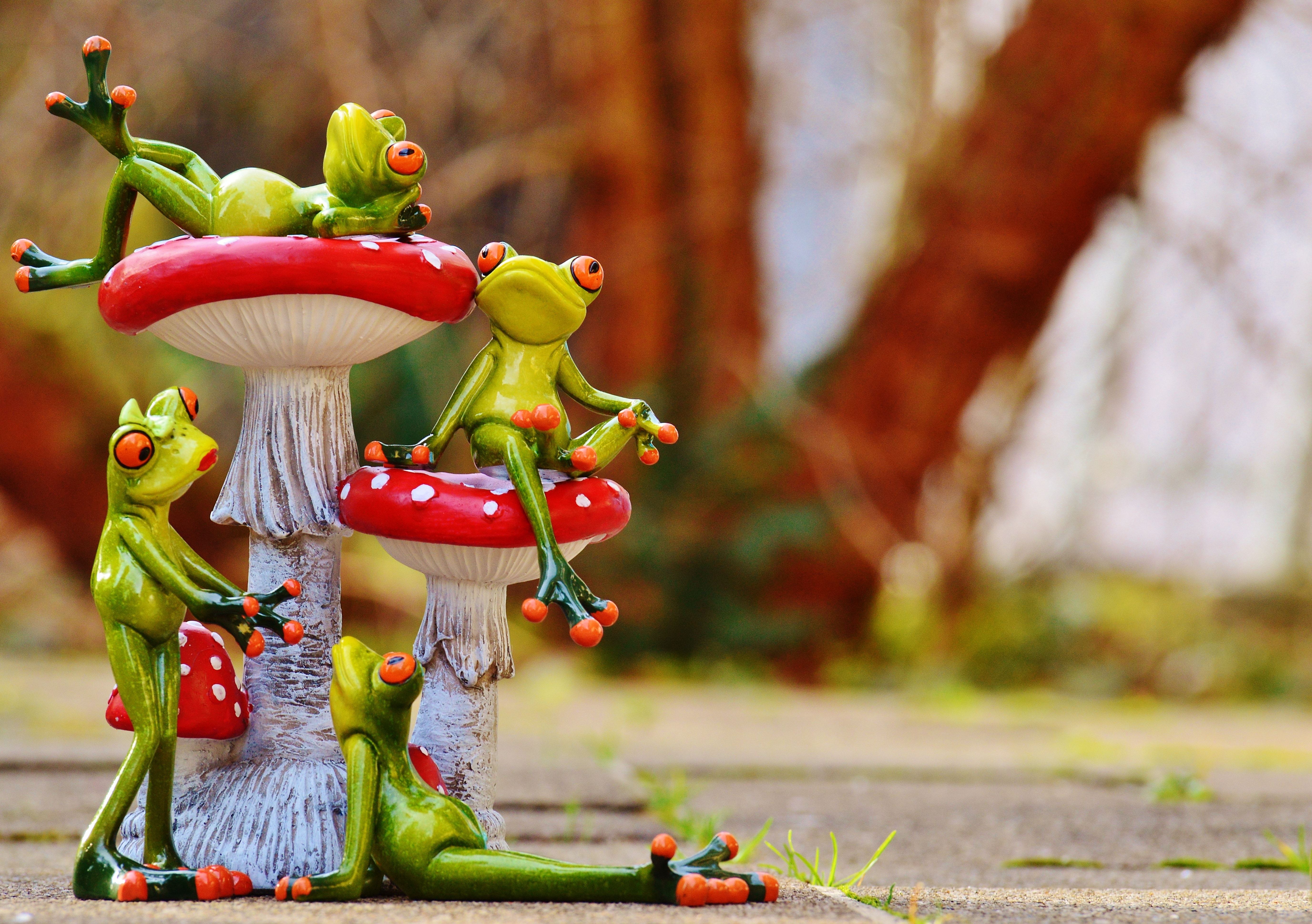 Mushrooms, Cute, Figures, Funny, Frogs, basket, food and drink