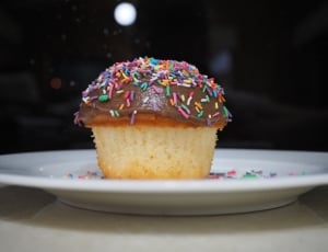 cupcake with chocolate and candy sprinkled thumbnail