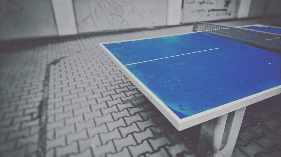 blue and white table tennis table preview