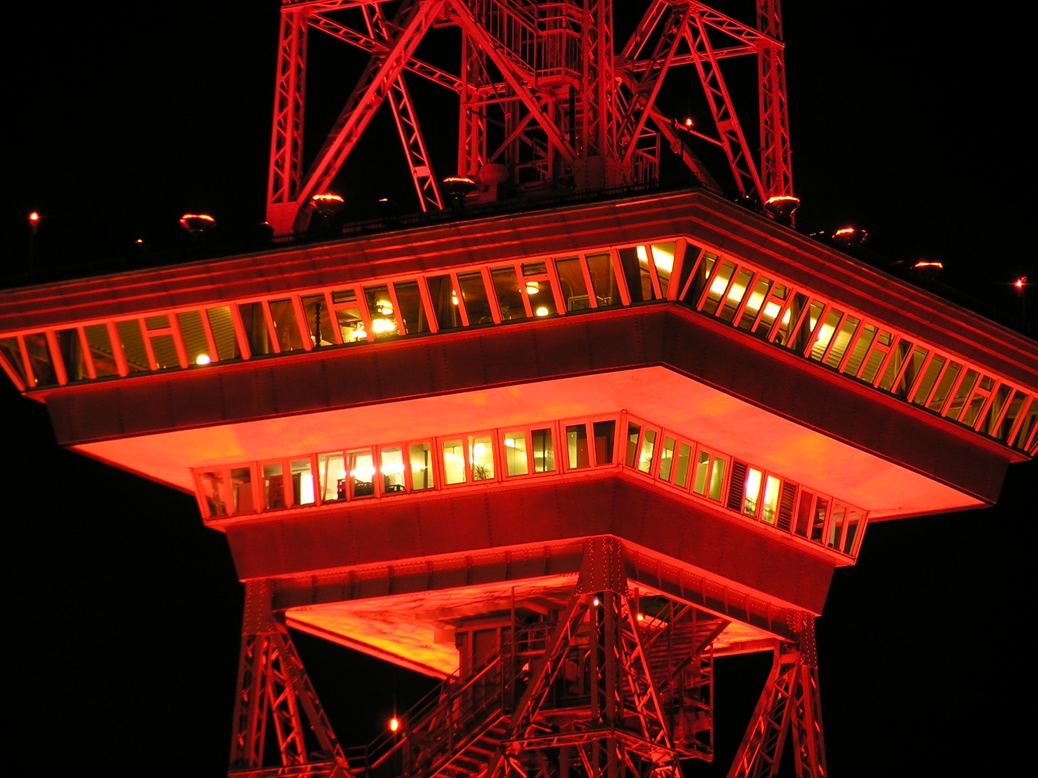 Radio Tower, Red, Berlin, Night, red, night