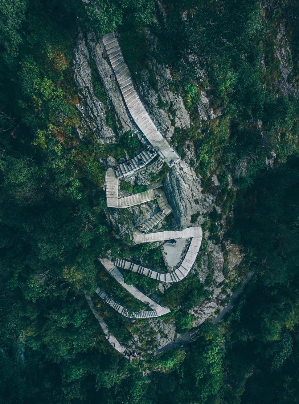 aerial view of stone steps on mountain side preview