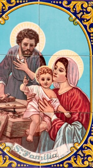mary, joseph and jesus tile decor thumbnail