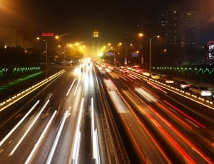 Traffic, Night, Beijing, illuminated, speed thumbnail