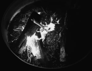 grayscale photo of bonfire thumbnail