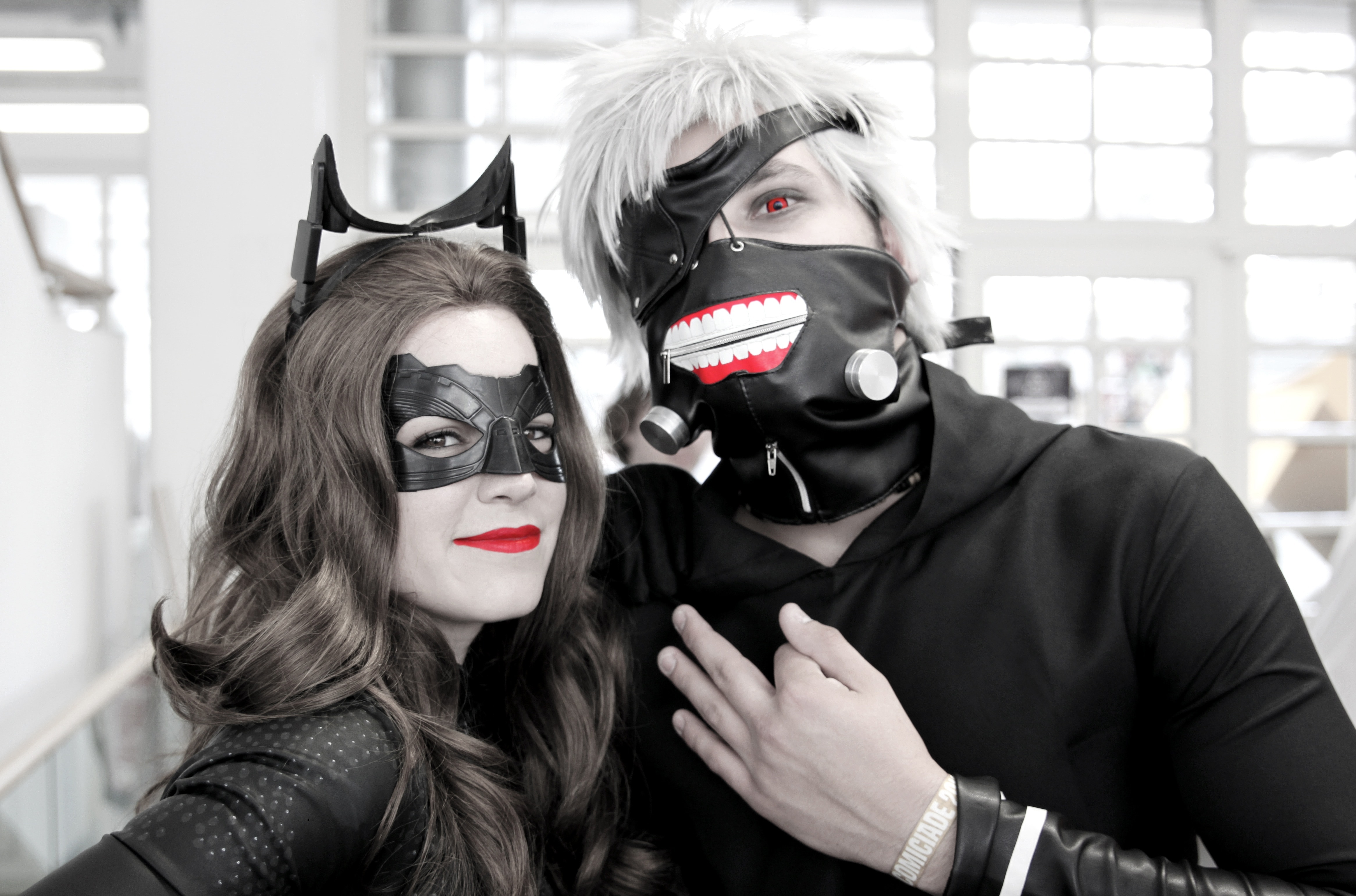 couple in black halloween costume