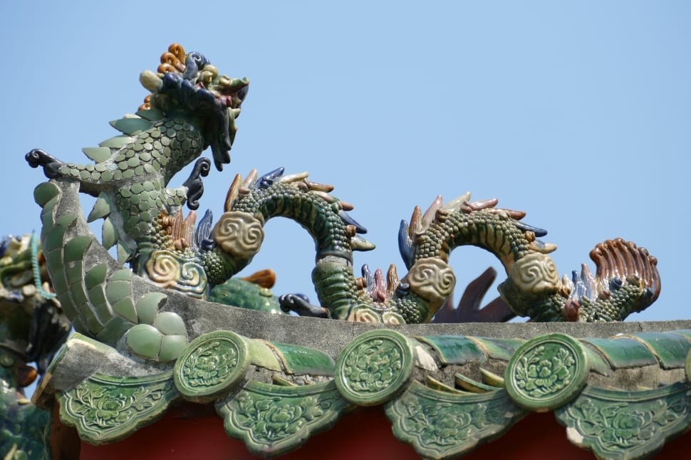 green chinese dragon statue preview