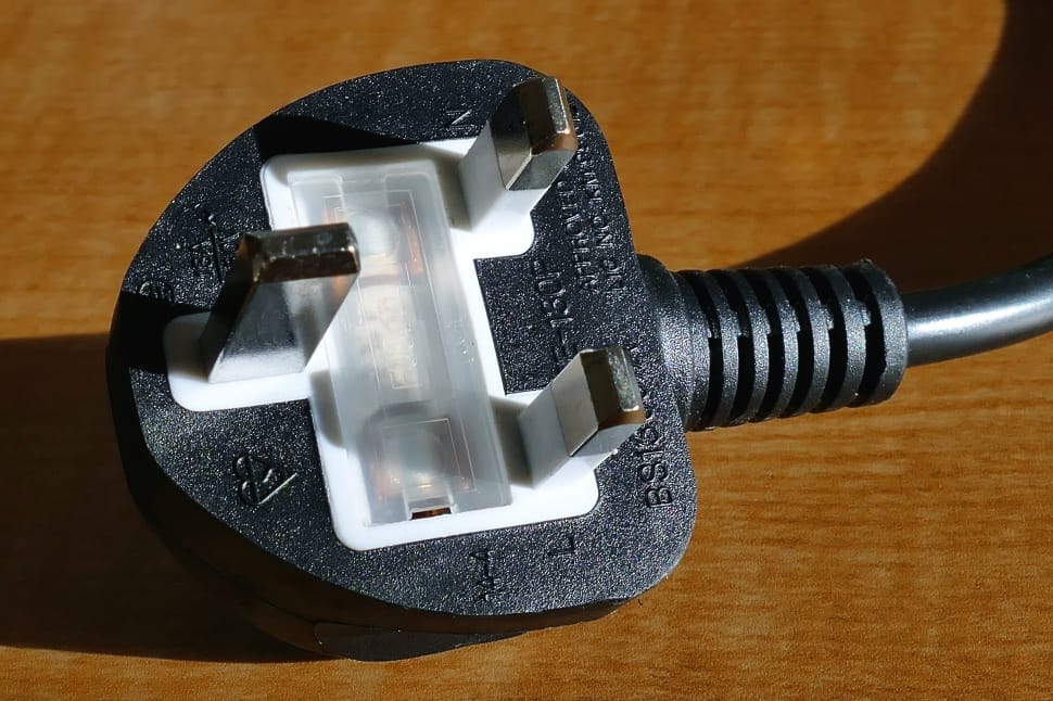 black and white electrical plug with grounding pin preview