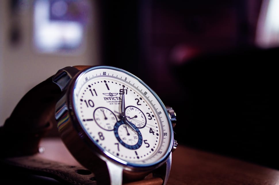 silver round invicta chronograph watch preview