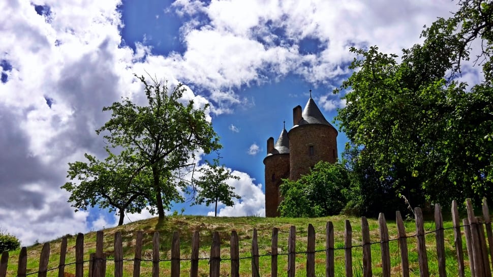 Burgruine, Pasture, Castle, Fence, tree, cloud - sky preview