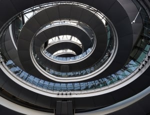 white and clear glass round stairs thumbnail