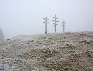 Icy, Ice, Snow, Cold, Cross, Alpine, fog, day thumbnail