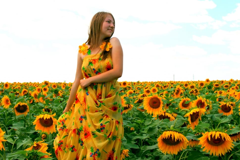 women's yellow and green floral tank dress preview