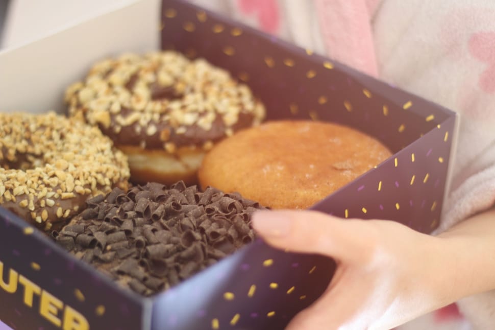 chocolate doughnut in box preview