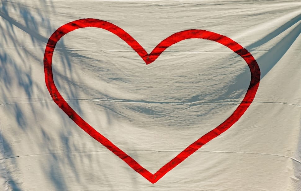 white and red heart textile preview