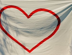 white and red heart textile thumbnail