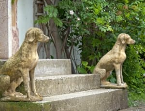2 beige concrete dog statuette thumbnail