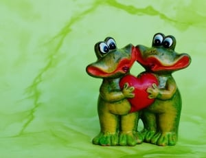 Love, Heart, Frogs, Funny, Pair, Frog, green color, green background thumbnail