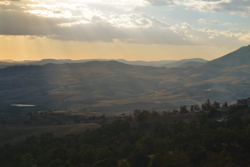 aerial view of green mountain during daytime preview